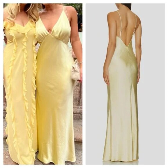 NWT Lovers and Friends Maxi Dress Alani Butter Yellow Gown Wedding Guest size S - Picture 1 of 10
